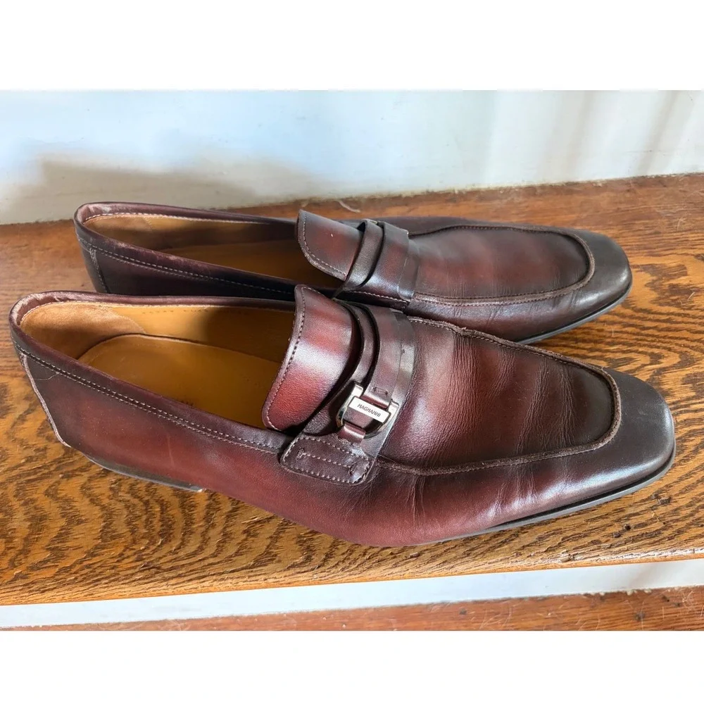 Magnanni Mens Burgundy Leather Buckle Loafers Dress Shoes Size 12 25742 Portugal